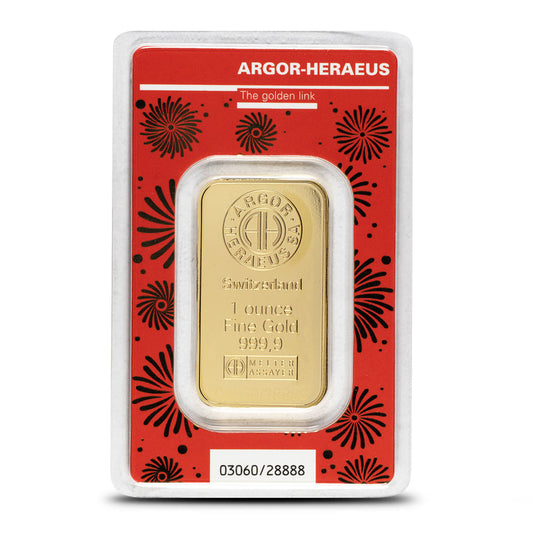 1 oz Argor Heraeus Lunar Dragon Gold Bar (New w/ Assay)